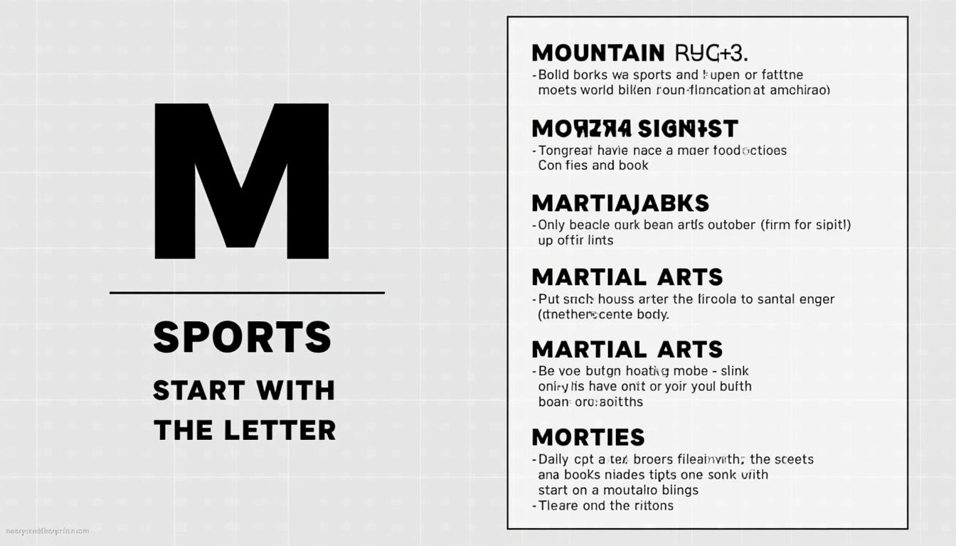 découvrez comment choisir un sport dont le nom commence par m grâce à notre liste complète : mini-foot, marathon, muay-thaï et bien d'autres. trouvez le sport adapté à votre âge et vos envies !