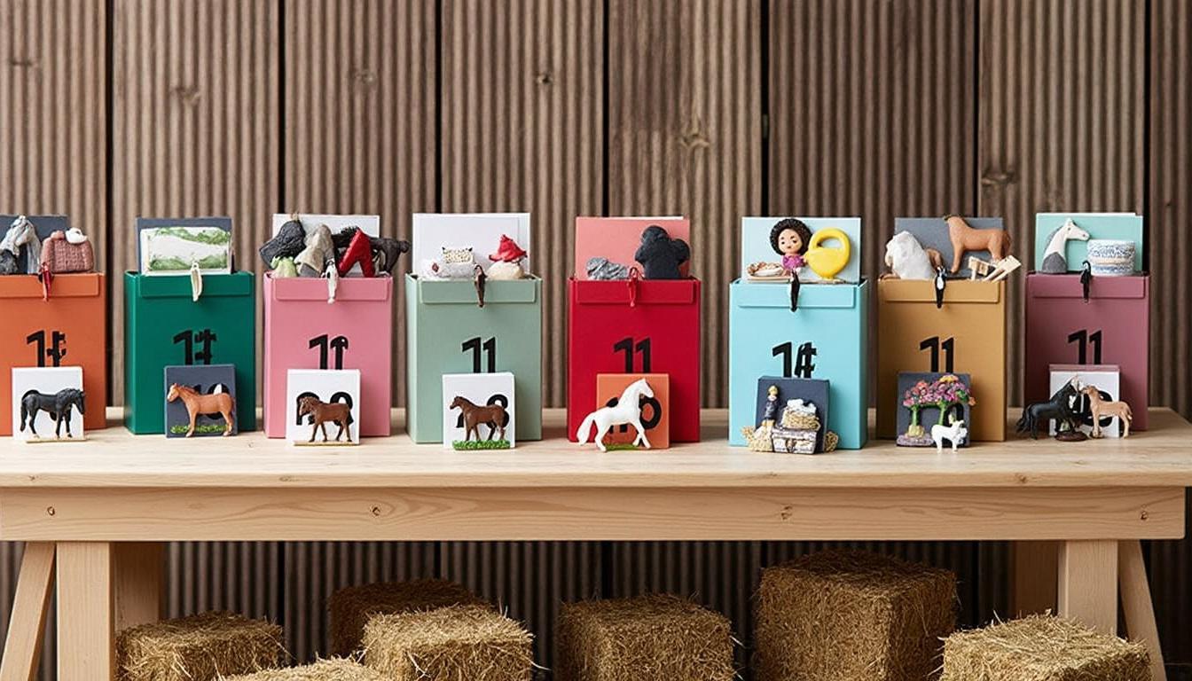 découvrez le calendrier de l'avent équitation, une tradition féérique qui émerveille les passionnés de chevaux. chaque jour, ouvrez une nouvelle surprise pour célébrer l'approche des fêtes et vivre votre passion équestre sous un autre angle. un cadeau parfait pour tous les cavaliers en quête de magie et d'aventures équestres durant la période de noël.