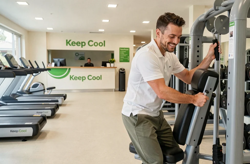Intérieur accueillant de la salle Keep Cool Aix-en-Provence avec machines de musculation guidées et sol propre