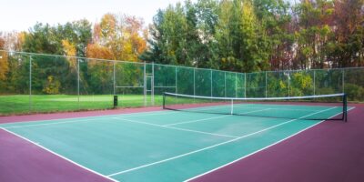 Low-angle view of tennis court