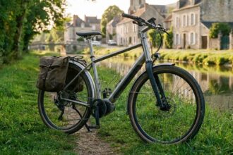 Vélo tout chemin électrique au bord d’un canal
